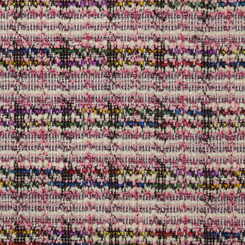 Maille aspect tweed lurex à carreaux rose