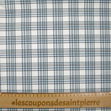 Bengaline polyviscose tartan bleu fond blanc