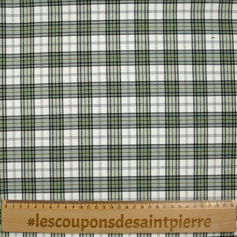 Bengaline polyviscose tartan vert fond blanc