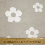 Fleece Doudou Printed White White Flowers Fond Grège