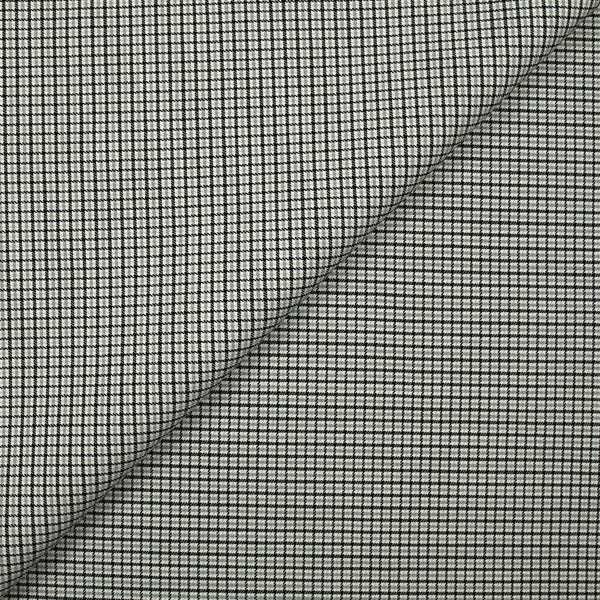 Bengaline polyviscose mini carreaux vert-de-gris et noir fond blanc