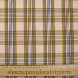 Bengaline polyviscose à carreaux marron et bleu fond beige