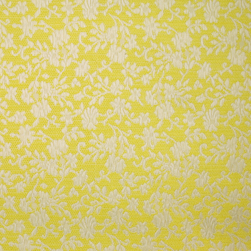 Jacquard de polycoton liaison de fleurs fond jaune