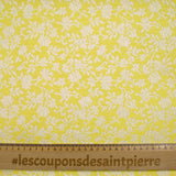 Jacquard de polycoton liaison de fleurs fond jaune