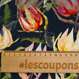 Lin viscose imprimé tulipe fond marine