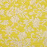 Jacquard de polycoton liaison de fleurs fond jaune