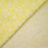 Jacquard de polycoton liaison de fleurs fond jaune