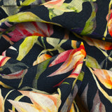 Lin viscose imprimé tulipe fond marine