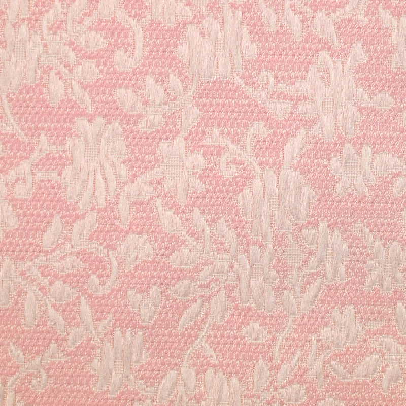 Jacquard de polycoton liaison de fleurs fond rose