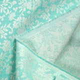 Jacquard de polycoton liaison de fleurs fond turquoise