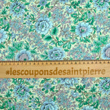 Coton liberty ® Vine Garden bleu fond vert pastel au mètre