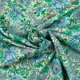 Coton liberty ® Vine Garden bleu fond vert pastel au mètre