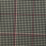 Polyviscose prince-de-galles ligne rose fond noir et blanc