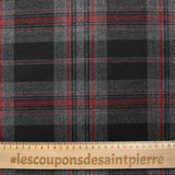 Laine mélangée tartan rouge, gris et noir