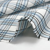 Bengaline polyviscose tartan bleu fond blanc