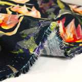 Lin viscose imprimé tulipe fond marine
