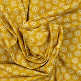 Cotton Popeline Printed Sun mustard background