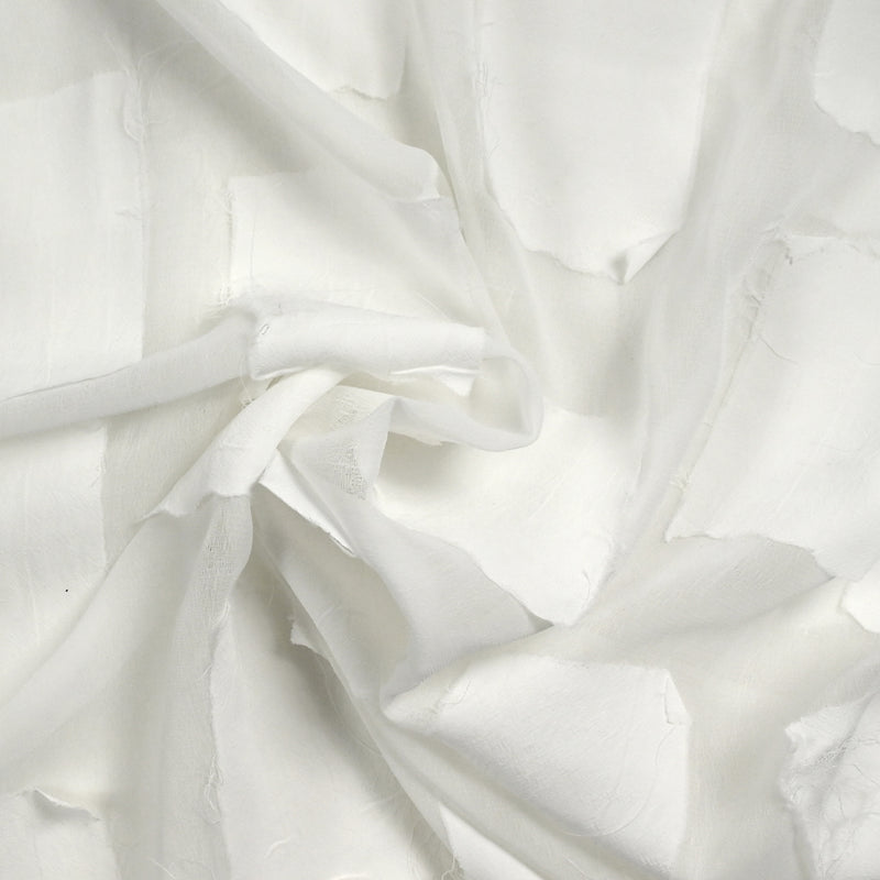 Mousseline dévorée à empiècements blanc