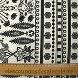 Viscose imprimée broderie d'Oaxaca noir fond blanc cassé