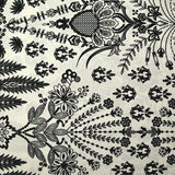 Viscose imprimée broderie d'Oaxaca noir fond blanc cassé