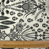 Viscose imprimée broderie d'Oaxaca noir fond blanc cassé