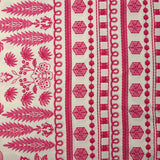 Viscose imprimée broderie d'Oaxaca fuchsia fond blanc cassé