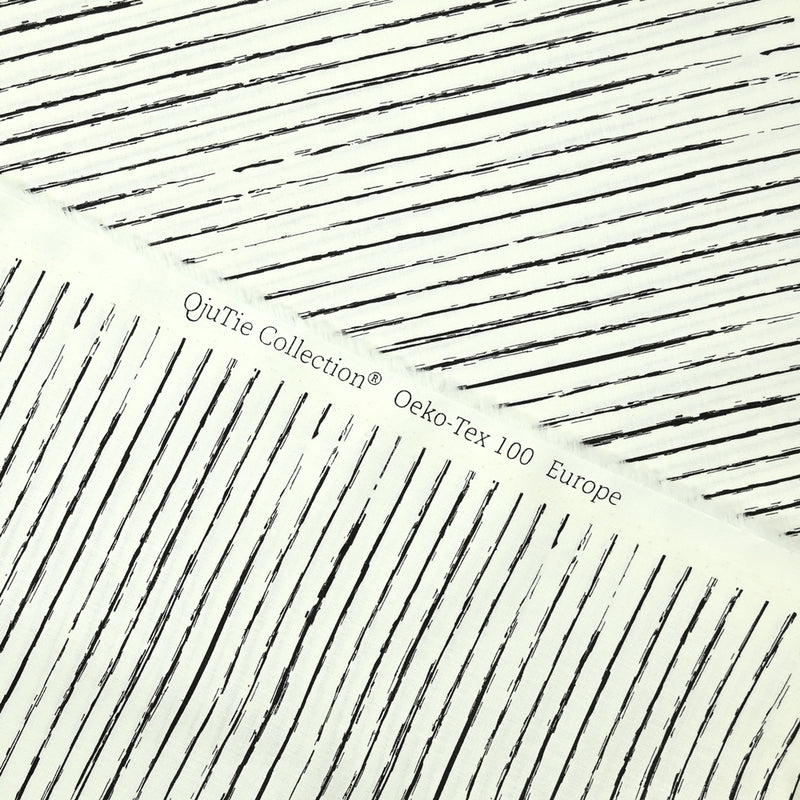 Popeline de coton imprimée rayée fond blanc