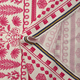 Viscose imprimée broderie d'Oaxaca fuchsia fond blanc cassé