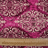 Viscose imprimée ikat baroque magenta