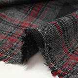 Laine mélangée tartan rouge, gris et noir