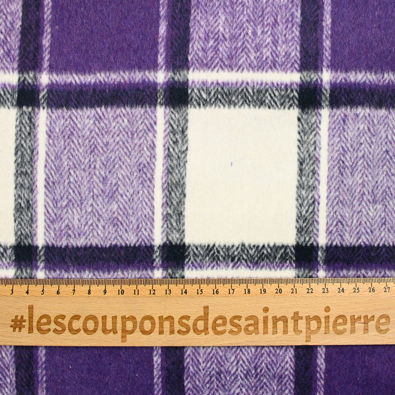 Lainage gratté à carreaux et chevrons Ambre violet