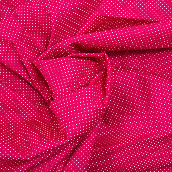 Coton imprimé pois 1mm fond fuchsia