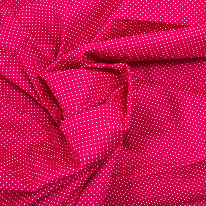 Coton imprimé pois 1mm fond fuchsia