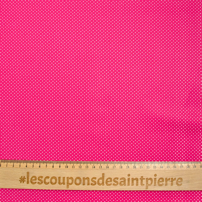 Coton imprimé pois 1mm fond fuchsia