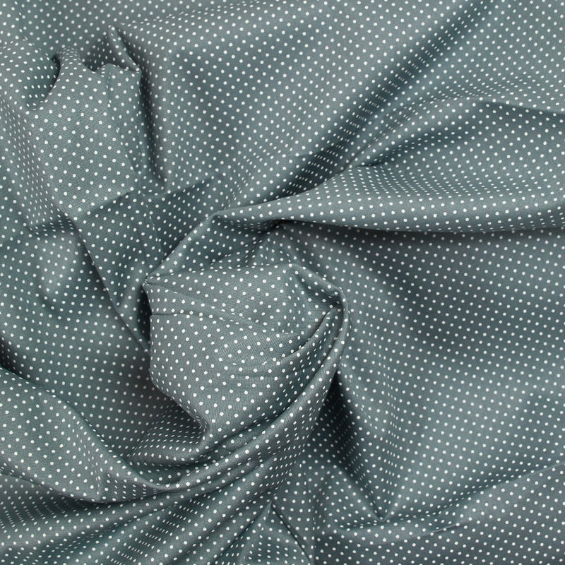 Coton imprimé pois 1mm fond gris bleuté