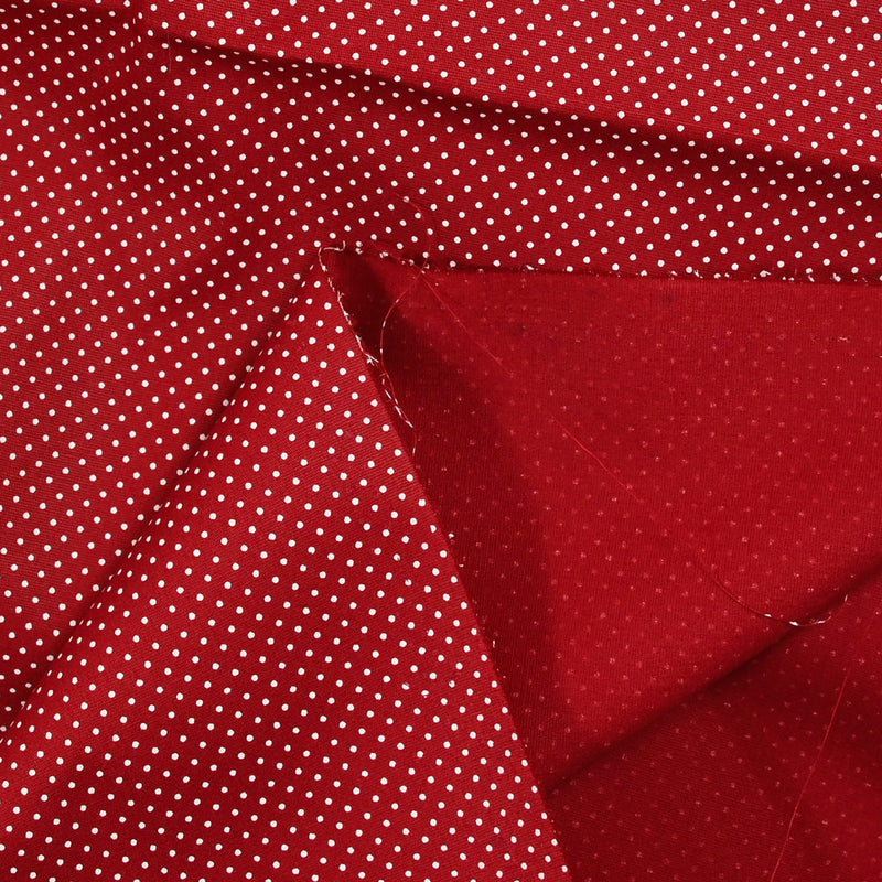 Coton imprimé pois 1mm fond bordeaux