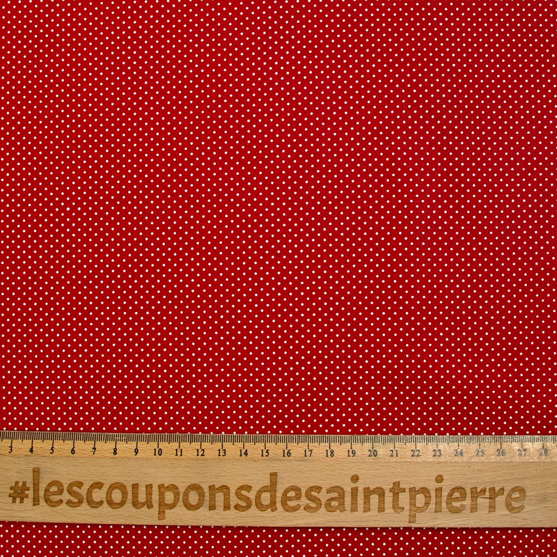 Coton imprimé pois 1mm fond bordeaux