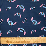 Coton imprimé tête de Stitch fond marine