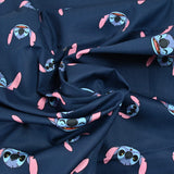 Coton imprimé tête de Stitch fond marine