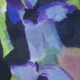 Organdi de coton imprimé fleurs nocturnes fond marine
