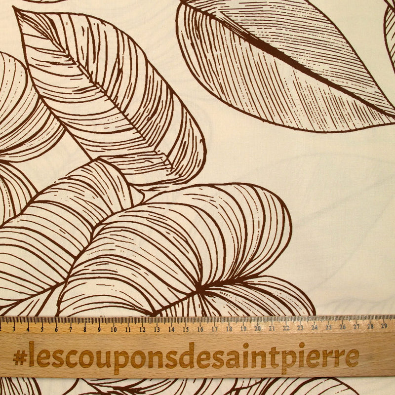 Coton imprimé caladium fond beige