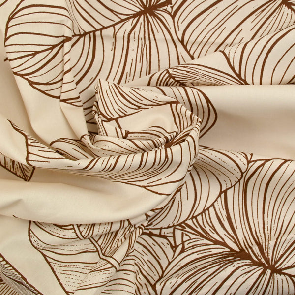 Coton imprimé caladium fond beige