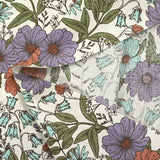 Coton imprimé le temps des fleurs fond blanc cassé