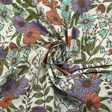 Coton imprimé le temps des fleurs fond blanc cassé