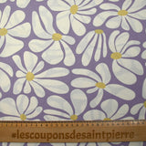 Coton imprimé flower rétro fond lilas