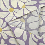 Coton imprimé flower rétro fond lilas