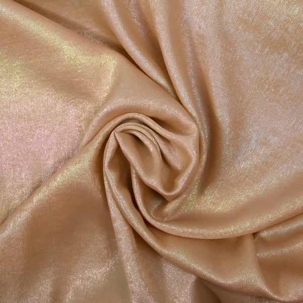 Crêpe satin irisé arc-en-ciel fond nude
