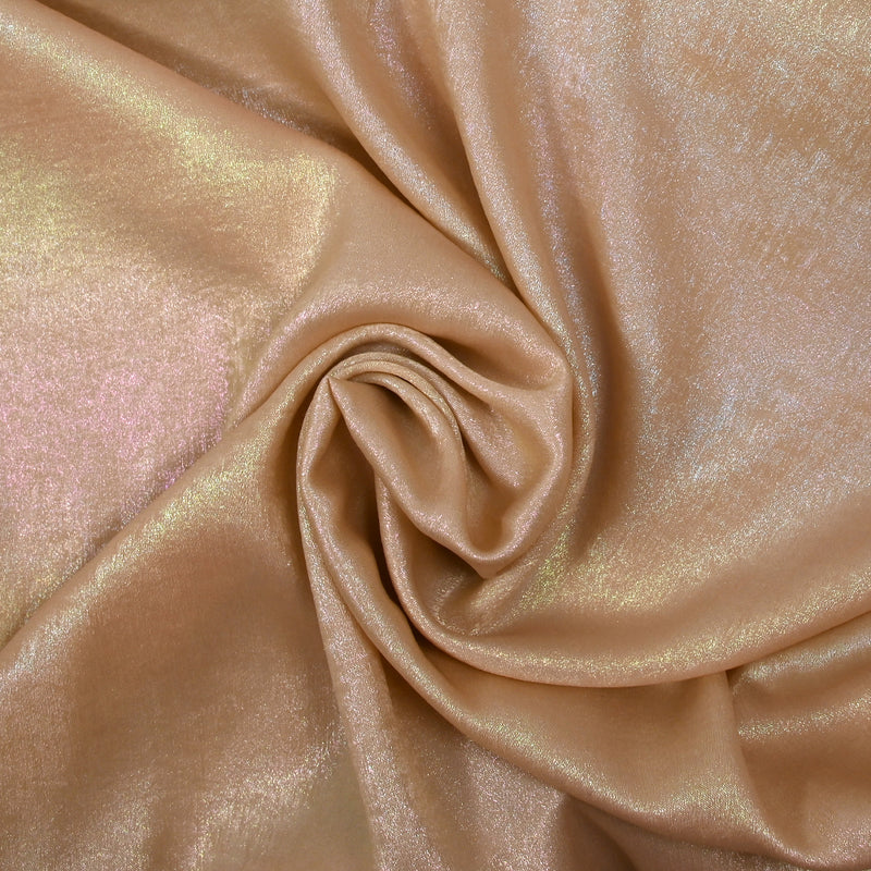 Crêpe satin irisé arc-en-ciel fond nude