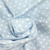 Coton imprimé pois 8mm fond bleu glacier