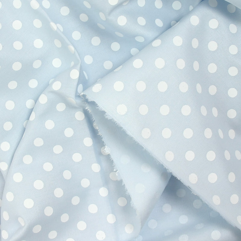 Coupon Tissu Coton Léger - Motif Pois Blanc Sur Fond Marine - 1.70m X 1.40m, France